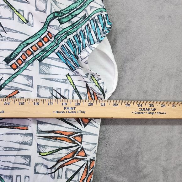 Rock & Republic Top Women Large White Aztec Print T-Shirt Silky Soft Short Sleev - Picture 9 of 13